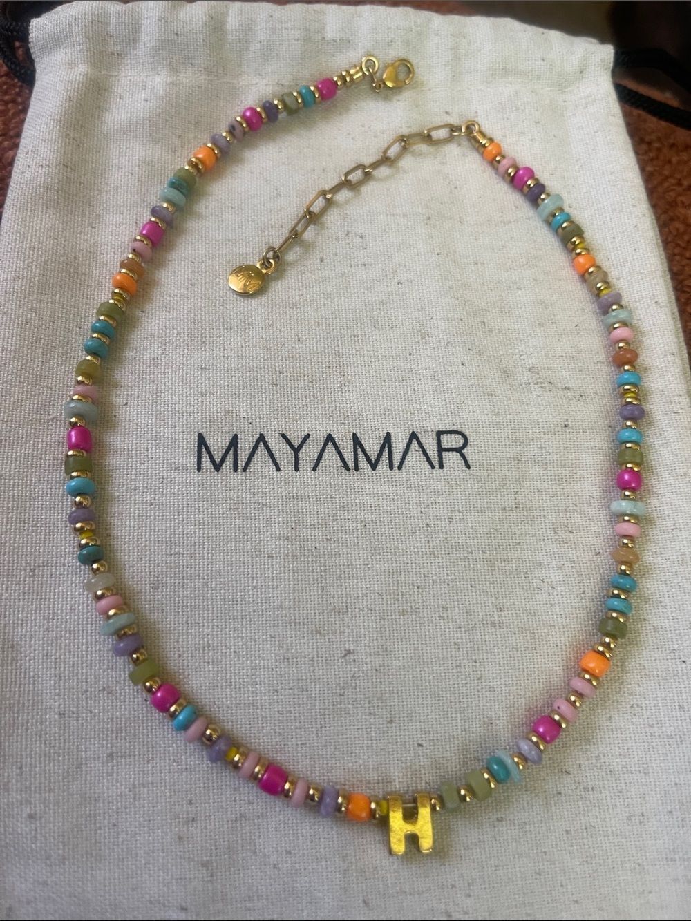 H - Initial Multicolor Beaded Necklace l - Women's Jewel